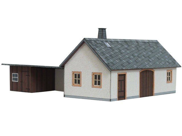 03-16-3-1-H0 - Sächs. Einheitsbau Nebengebäude mit Schuppen 03-16-3-1-H0 - Sächs. Einheitsbau Nebengebäude mit Schuppen