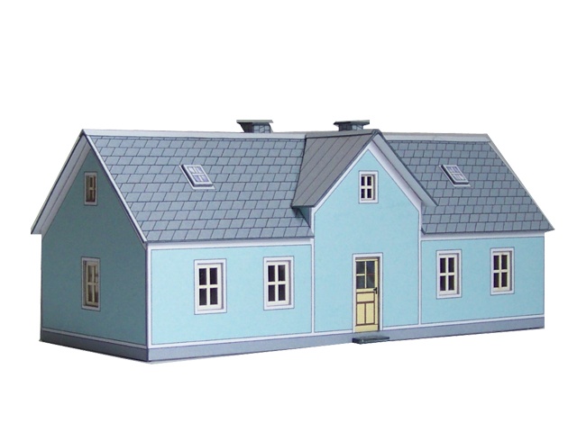 112-01-1 - 1-geschossiges Wohnhaus mit hellblauem Putz 112-01-1 - 1-geschossiges Wohnhaus mit hellblauem Putz